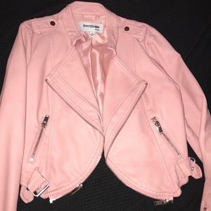 NWOT Girls Pink Leather Biker Jacket M